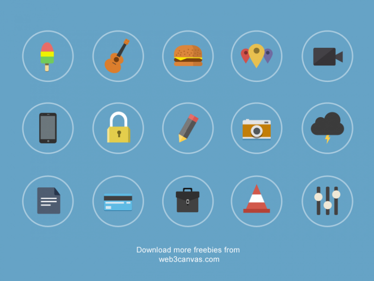 15 Flat icons PSD Carefully crafted best Icons pack