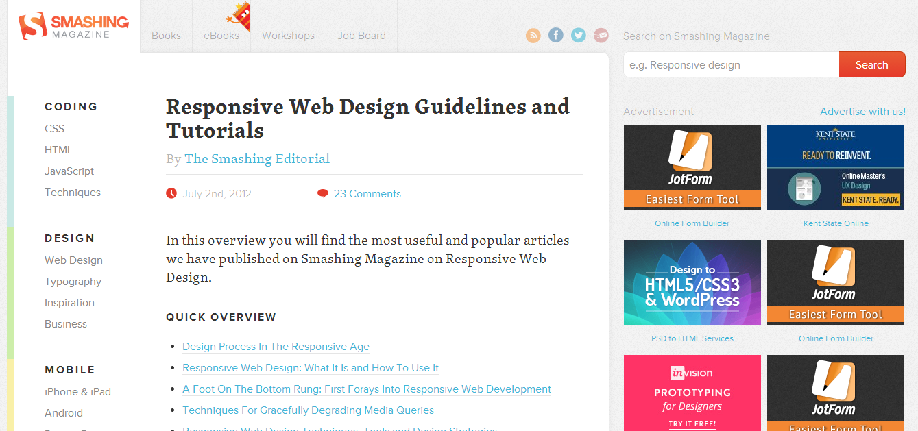 Responsive Web Design Guidelines And Tutorials Smashing Magazine ...