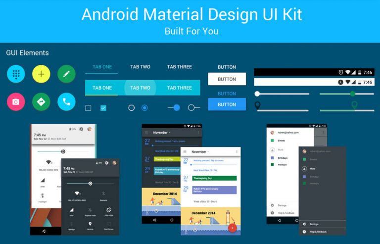 Android Material Design UI Kit Free PSD