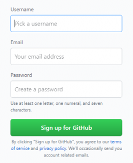sign up for gitHub