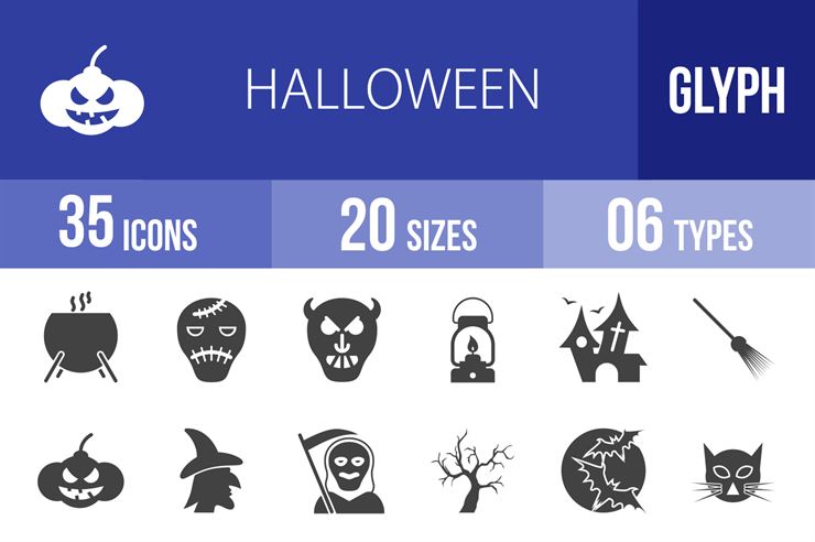 35 Halloween Glyph Icons Web3Canvas