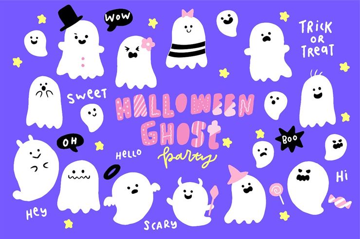 Cute Halloween Ghosts Illustrations Web3Canvas