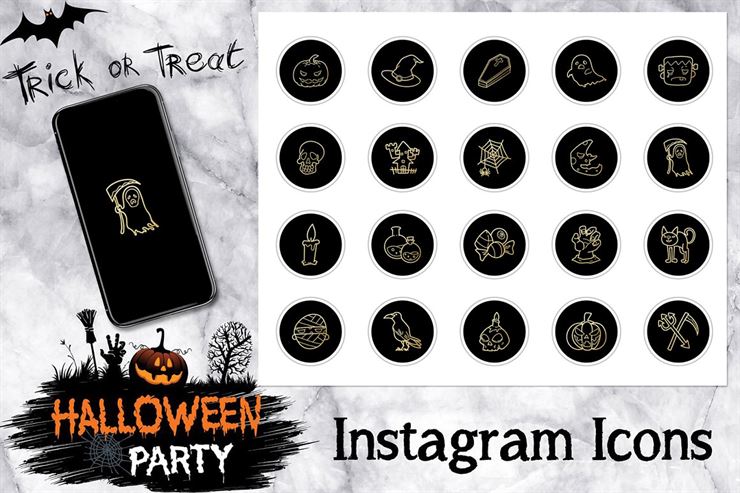 Gold Halloween Instagram Icons Web3canvas