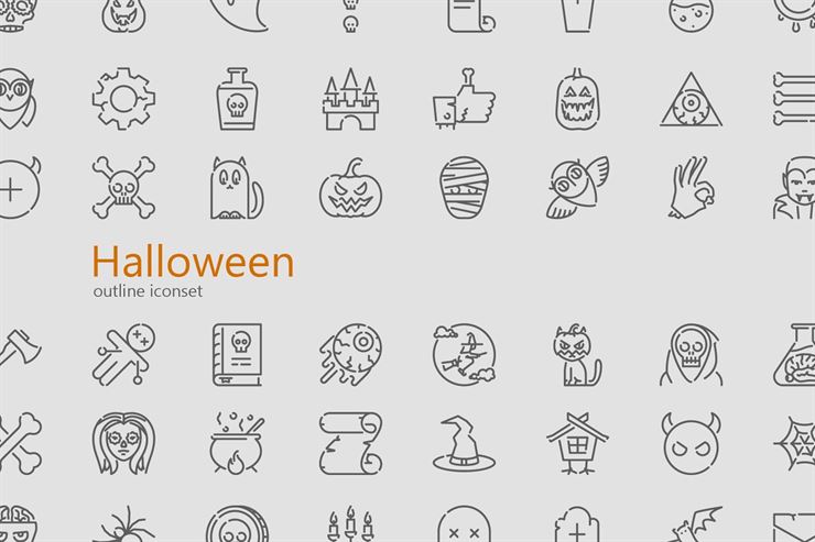 Halloween Modern Outline Icon Set Web3Canvas