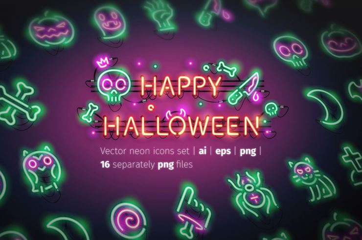 Halloween Neon Icons Web3Canvas
