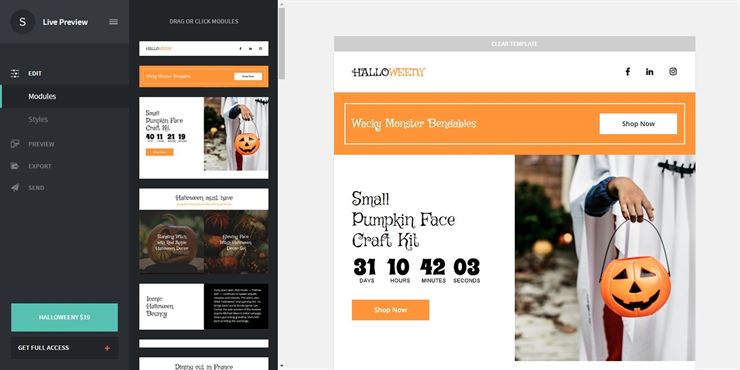 Halloweeny – Responsive Halloween Email + StampReady Builder Web3Canvas