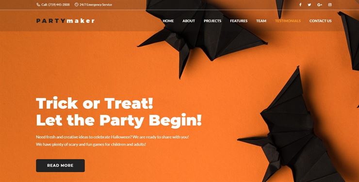 PartyMaker - Halloween Party WordPress Theme Web3Canvas