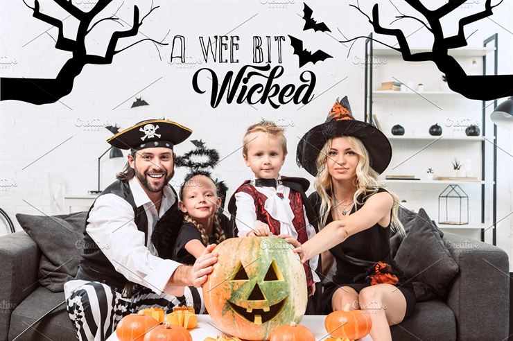Portrait of Family in Various Halloween Costumes Web3Canvas