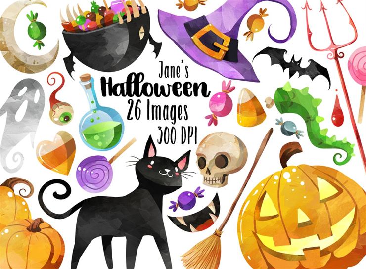 Watercolor Halloween Clipart Web3Canvas