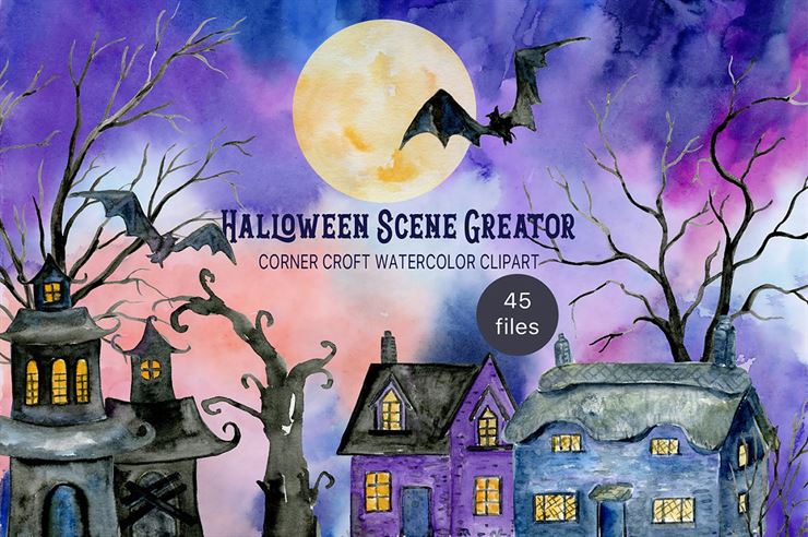 Watercolor Halloween Scene Creator Web3Canvas