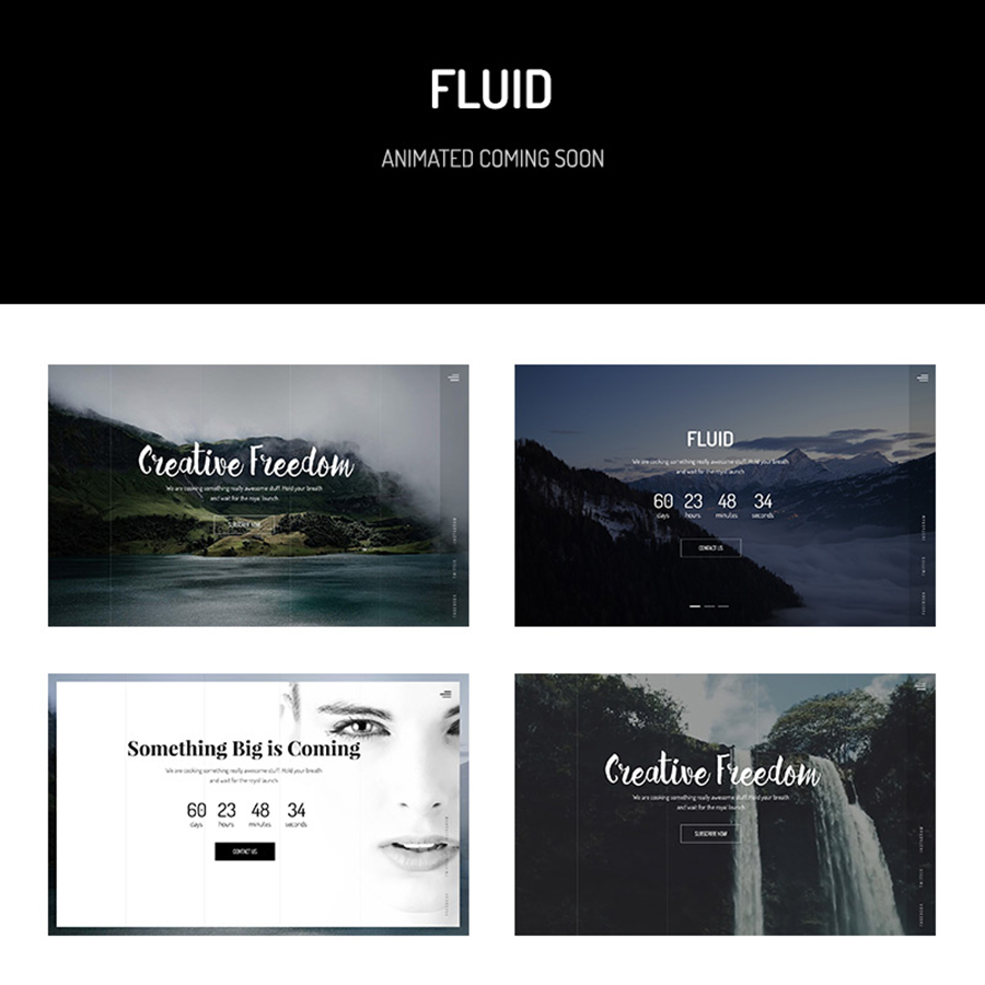 Fluid & Animated Coming Soon Template Website Template